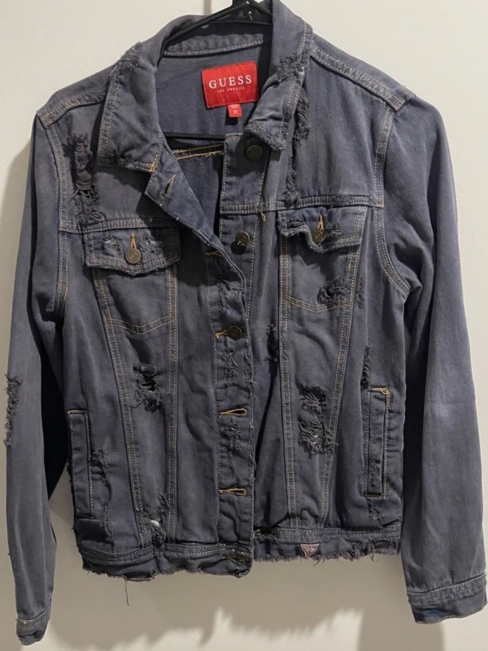 Guess Distressed Denim Jacket Women’s XS Streetwear
